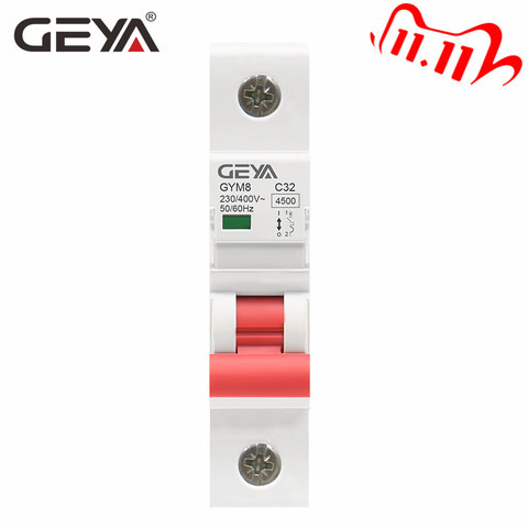 Автоматический выключатель GEYA GYM8 SP Din Rail C Curve 6A 10A 16A 20A 25A 32A 40A 50A 63A 220V с сертификатом CE CB SEMKO ► Фото 1/6