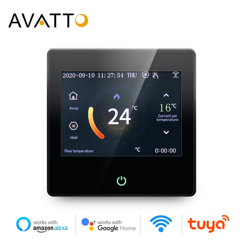 Смарт-термостат AVATTO с Wi-Fi, контроллер температуры нагрева, по Цельсию/Фаренгейту, светодиодный сенсорный экран, работает с Alexa Google Home ► Фото 1/6