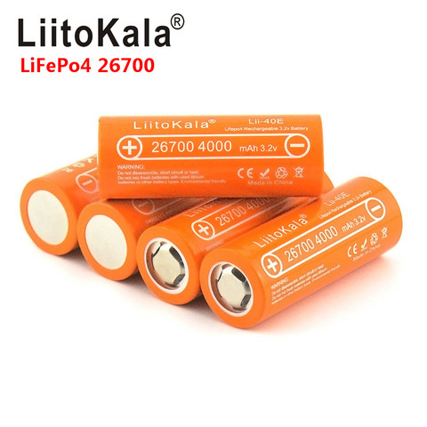 LiitoKala 26700 Lifepo4, 3,2 в, 4000 мАч, аккумуляторная батарея, литиевая батарея, большая емкость 10A, diy, упаковка, мод, игрушки, 2022 ► Фото 1/5