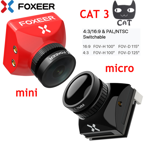 Камера Foxeer Mini / Micro cat 3 с функцией ночного полета и низкой задержкой, сенсор 1/3 дюйма 16:9/4:3 P/N, переключаемая камера Starlight FPV Для дрона с видом от первого лица ► Фото 1/6