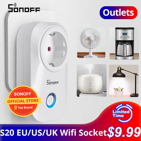 Itead SONOFF Outlets S20 EU/UK /US Wifi розетка переключатель приложение пульт дистанционного управления розетка таймер вилки переключатель для умного дома ► Фото 1/6