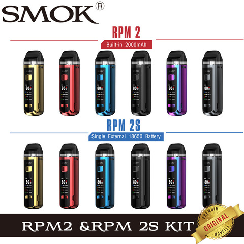 Набор для вейпа SMOK RPM2, 2000 мАч, 80 Вт и об/мин, 2S, 7 мл, RPM, 2 картриджа, RPM2 Mesh MTL катушка, электронная сигарета, испаритель ► Фото 1/6