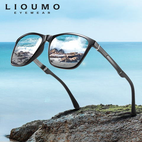 Мужские и женские Квадратные Солнцезащитные очки LIOUMO, поляризационные очки для вождения на открытом воздухе с зеркальными линзами и покрыт... ► Фото 1/6