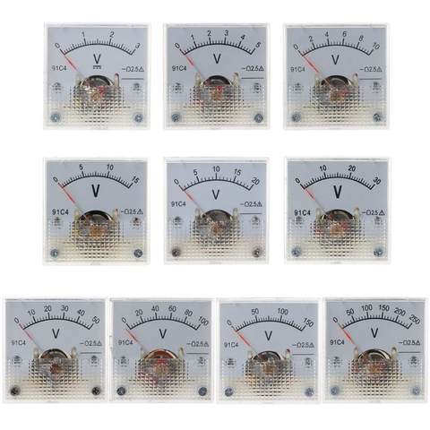 Вольтметр постоянного тока 91C4, аналоговый панельный измеритель напряжения, механическая указка типа 3/5/10/15/20/30/50/100/150/250 В 83XA ► Фото 1/6