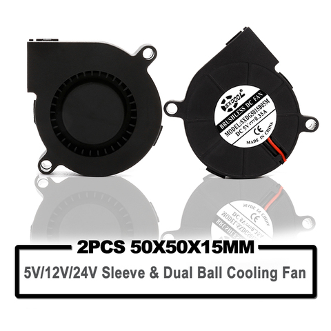 3D-принтер, 2 шт., 5015, 50 мм, постоянный ток, 24 В, 12 В, 5 В, с шариком/муфтой, Бесщеточный вентилятор охлаждения турбины, вентилятор 50 мм x 15 мм, вентилятор охлаждения ► Фото 1/5