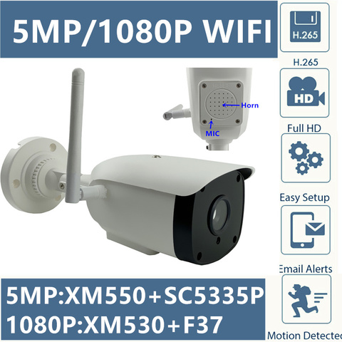 5MP 4MP 2MP Встроенный микрофон динамик WIFI Беспроводная IP цилиндрическая камера 2592*1944 1080P IRC поддержка SD карты CMS XMEYE ICsee P2P RTSP ► Фото 1/6