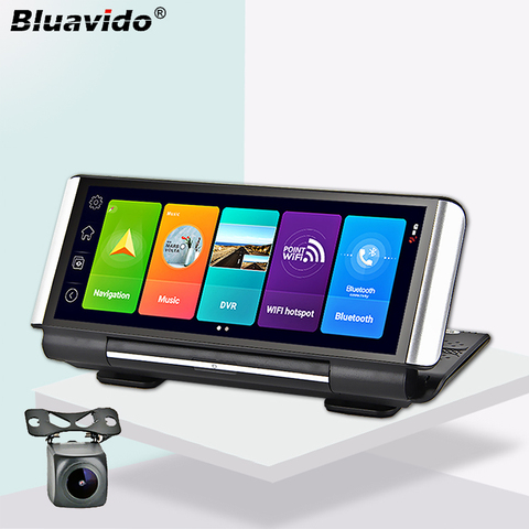 Bluavido 7 дюймов 4G Android 8,1 Автомобильный видеорегистратор GPS 2G RAM HD 1080P видеорегистратор с двумя объективами приборная панель камера WiFi приложени... ► Фото 1/6