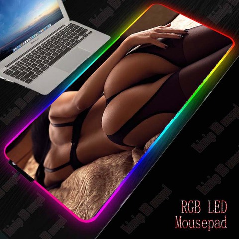 Mairuige сексуальная девушка попка большой светодиодный светильник RGB водонепроницаемый игровой коврик для мыши USB Проводная геймерская коври... ► Фото 1/6
