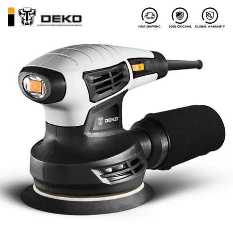 DEKO DKSD28Q1 280W случайная орбитальная шлифовальная машина (Используйте коды - LUCKY150. Свыше 2000 руб. минус 150 руб.) с 15 листов наждачной бумаги пыли вы... ► Фото 1/6