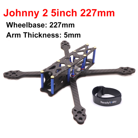 Комплект с 5-дюймовым мультикоптером johny 2 X5 227 мм, колесная база 227, углеродное волокно, X Тип FPV, рамка для квадрокоптера с 5 мм рычагом для радиоуправляемого дрона Johnny 220 мм ► Фото 1/5