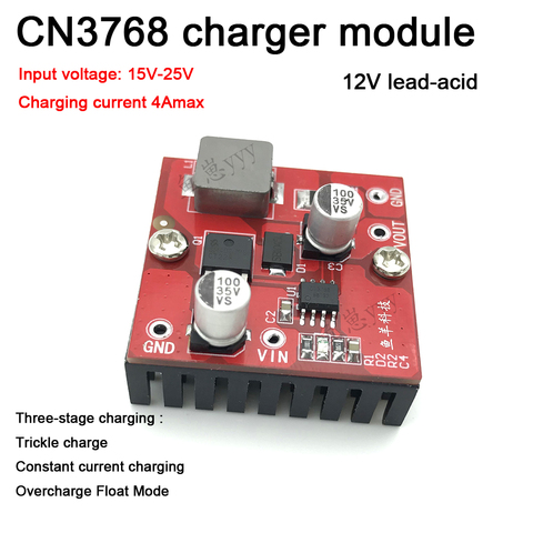 Зарядный Модуль CN3768, модуль для зарядки свинцово-кислотных аккумуляторов, трехступенчатая зарядка 12 В постоянного тока 200 мА ► Фото 1/3