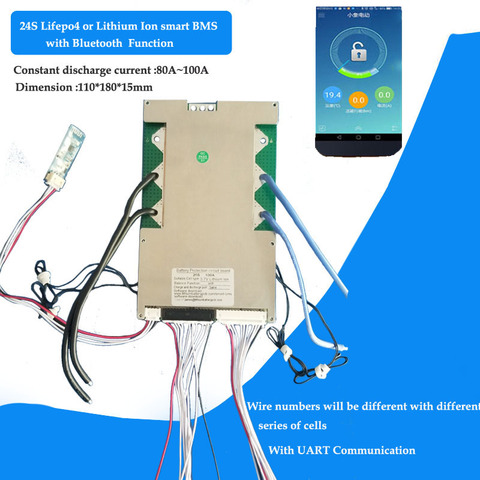 Аккумуляторная батарея 24S Lifepo4 72 в Smart Bluetooth BMS или 88,8 в литий-ионная интеллектуальная печатная плата с постоянным током от 80 А до А ► Фото 1/4