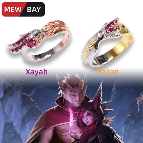 Мужские и женские кольца LOL Xayah and Rakan, кольца из стерлингового серебра 925 пробы в Лиге игр, периферийные устройства, подарки для мужчин и женщи... ► Фото 1/6