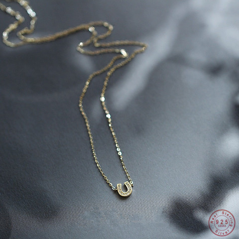 Женское ожерелье с подвеской в форме подковы из стерлингового серебра 925 пробы с позолотой 14 к ► Фото 1/6