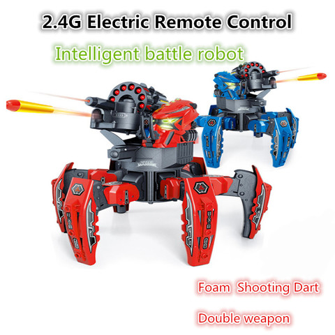 Новый 2,4G Электрический робот с дистанционным управлением, шестиногий робот-паук, сделай сам, стреляющая игра, пена, Дротика, двойное оружие, игрушка в подарок ► Фото 1/6