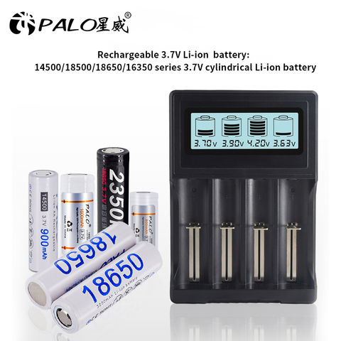 PALO 3,7 V Зарядное устройство Lithium18650 26650 16340 14500 10440 18500 Батарея зарядка через USB Портативный для 18650 Li-Лев Батарея Зарядное устройство ► Фото 1/6