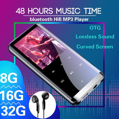 Mp3-плеер с bluetooth, 32 ГБ, Hi-Fi, fm-радио, мини-USB, MP3, спорт, МП 4, HiFi, портативные музыкальные проигрыватели, диктофон ► Фото 1/6