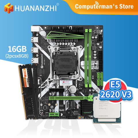 Комплект материнской платы HUANANZHI X99 8M F X99, LGA 2011-3 CPU Intel XEON E5 2620 V3 память 2*8G DDR4 NON ECC 2400 M.2 NVME USB ► Фото 1/5