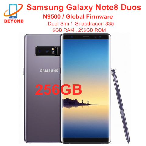 Оригинальный сотовый телефон Samsung Galaxy Note8 Note 8 с двумя Sim-картами, N9500, 256 Гб ПЗУ, 6 ГБ ОЗУ, зеркальный Восьмиядерный процессор Snapdragon 6,3, Snapdragon 835, NFC ► Фото 1/5