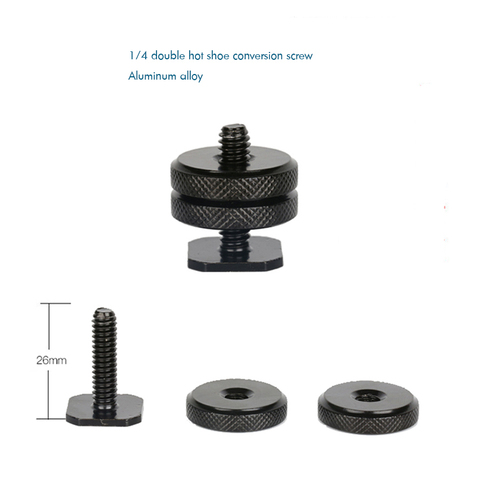 Винтовой Адаптер Горячий башмак для фотоаппарата Крепление-адаптер для горячего башмака 1/4, крепление для вспышки с фиксирующим диском для ... ► Фото 1/5