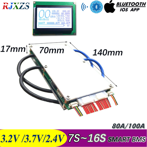 7S до 16S 50A /100A Новый DIY LiFePo4 Li-Ion LTO Smart BMS PCM с Android Bluetooth APP монитор программного обеспечения ► Фото 1/1