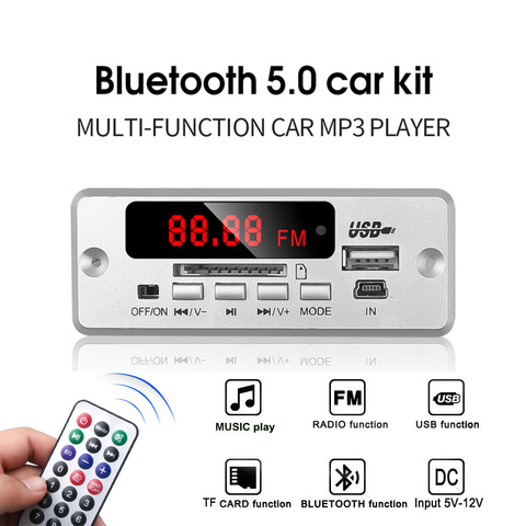 Лидер продаж, Bluetooth V5.0, Модуль платы декодирования MP3, беспроводной USB MP3-плеер, слот для TF-карты/USB/FM/пульт дистанционного управления для автомобильного динамика, телефона ► Фото 1/6