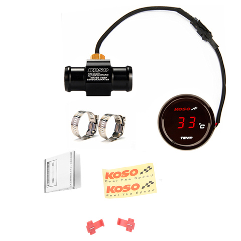 Универсальный мотоциклетный термометр, инструменты Koso Moto, датчик температуры воды 0 ~ 120 градусов, цифровой дисплей с датчиком и адаптером ► Фото 1/6