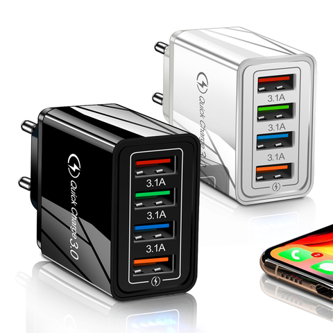 Зарядное устройство для мобильного телефона Quick Charge 3,0 4,0 Быстрая зарядка USB зарядное устройство для IP11 MATE 20 MATE 30 S10 Планшета USB адаптер ► Фото 1/6