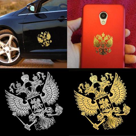 3D Автомобильная наклейка Gold Crests of Россия, никелевая Металлическая Автомобильная наклейка, наклейки для российского автомобиля, наклейки дл... ► Фото 1/6