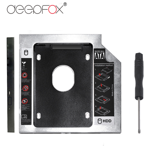 Карман внешний DeepFox Универсальный алюминиевый для установки второго жесткого диска, 12,7 мм, SATA 3,0, 2,5 дюйма ► Фото 1/6