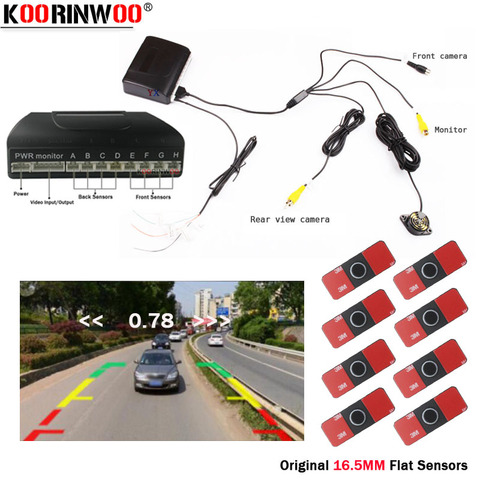 Koorinwoo Parktronics, 13 мм, автомобильный парковочный датчик белого и черного цветов, 8 датчик сигнализации, Видеосистема может подключаться к камере... ► Фото 1/5