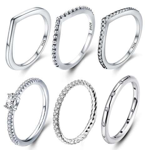 Женское кольцо на палец WOSTU, Мерцающее Кольцо из 100% стерлингового серебра 925 пробы, подарок FB7649, 2022 ► Фото 1/6
