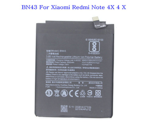 Ciszean 1x4000/4100 mAh BN43 запасная батарея для Xiaomi redrice Redmi Note 4X батарея, батарейка, аккумулятор ► Фото 1/6