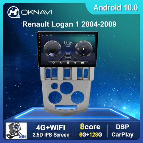 9 дюймов для Renault Logan 1 2004-2009 Android 10,0 GPS-навигация Carplay WIFI 4G BT камера DSP 2 Din стерео автомобильное мультимедийное радио ► Фото 1/6