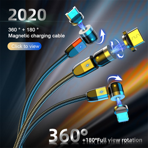 Новый Магнитный usb-кабель USLION, Micro-Data Line, Магнитный зарядный usb-кабель Type-C для iPhone 11, Samsung, usb-кабель для быстрой зарядки ► Фото 1/6