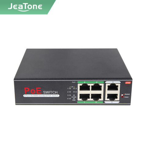 Jeatone Tuya 48V 6 портов 10/100/M сетевой коммутатор питания через Ethernet локальная сеть IEEE 802.3af/at подходит для IP камера/Беспроводной AP/IP CCTV камера 250 м ► Фото 1/4