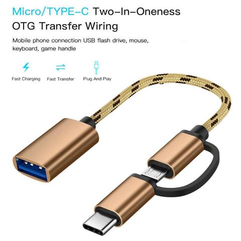 2 в 1 USB 3,0 OTG адаптер, кабель Type-C Micro USB к USB 3,0, интерфейс, конвертер для сотового телефона, зарядная Кабельная линия ► Фото 1/6