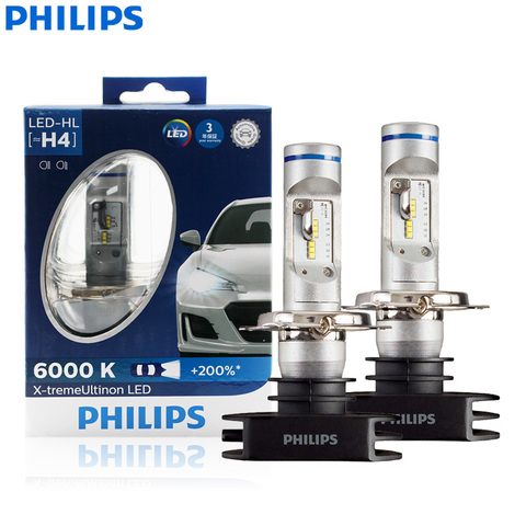 Philips X-treme Ultinon светодиодный H4 9003 HB2 12 В 12953BWX2 6000K яркая автомобильная светодиодная фара, автомобильная фара HL Beam + 200% более яркая (двойная упаков... ► Фото 1/6