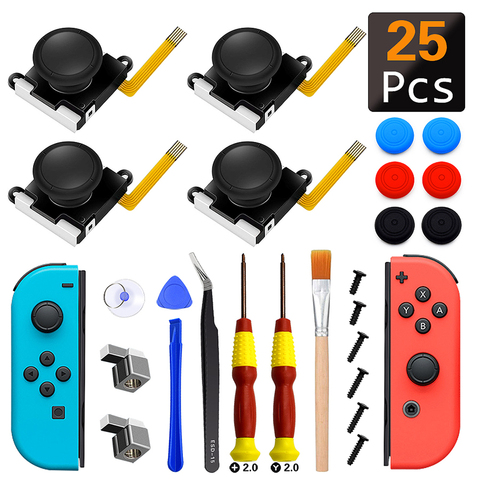 Лидер продаж, запасные части 25 в 1, 3D аналоговая Стик для джойстика Nintendo Switch NS Joy-Con, сменные колпачки, комплект контроллера ► Фото 1/6
