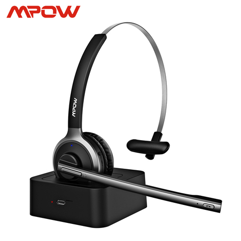 Mpow M5 Pro Bluetooth 4,1 наушники с микрофоном, Зарядная база, беспроводная гарнитура для ПК, ноутбука, колл-центр, офис, 18 часов в режиме разговора ► Фото 1/6