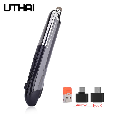UTHAI DB10 новая, 3-го поколения, 4-го поколения Ручка мышь беспроводной почерк лазерная ручка мышь Личность 2,4G мышь ► Фото 1/6