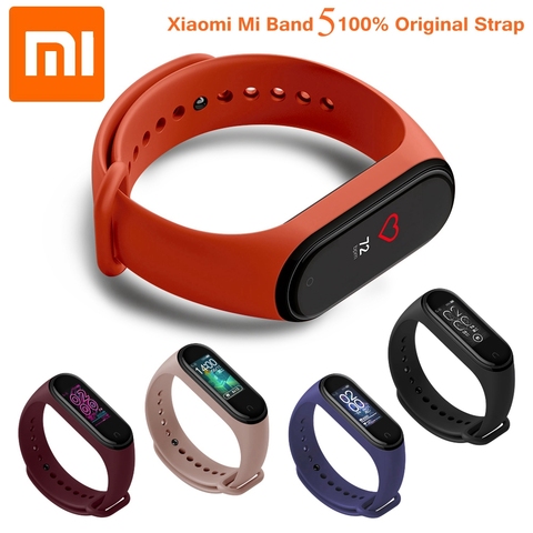 Оригинальный браслет Xiaomi Mi Band 4, ремешок 5, силиконовый браслет Xiaomi Mi band 3 4 Mi Band 5, розовые браслеты на запястье Xiomi Mi Band 5 ► Фото 1/6