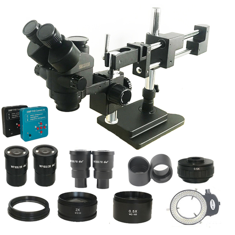 Новая модель 3.5X-180X двойной стрелы Тринокулярный Стерео микроскоп промышленная пайка 38MP HDMI USB микроскопическая Камера Наборы для телефона ► Фото 1/6