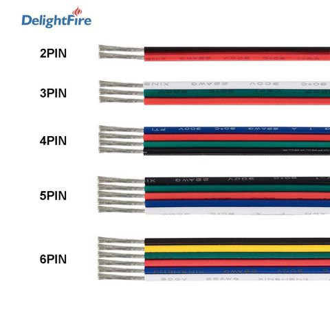 2/3/4/5/6-контактный Электрический провод, 22 AWG 5/10/20/30/50/100 м, Светодиодная лента, соединительный кабель для 5050 RGB RGBW RGBWW WS2812 CCT светодиодных модулей ► Фото 1/6