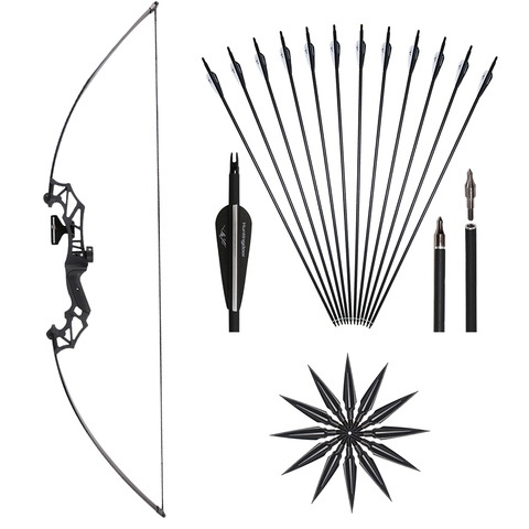 54 дюймовый лук для стрельбы из лука, Рекурсивный лук и набор стрел 30 фунтов/40 фунтов, комплект лука для правой руки для взрослых, для начинающ... ► Фото 1/6