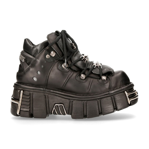 Женские высокие ботинки на платформе, черные кожаные ботинки в стиле панк, на толстой металлической платформе, в готическом стиле, 2022 ► Фото 1/6
