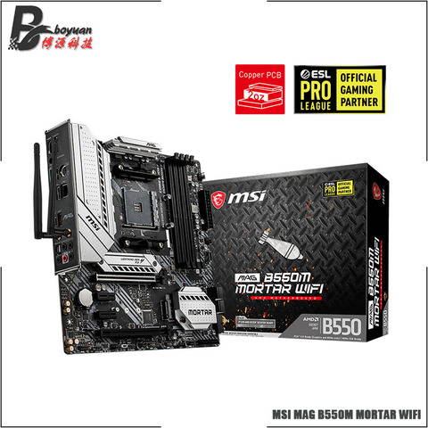 MSI MAG B550M WIFI Micro-ATX AMD B550 B550M DDR4 4400(OC) МГц M.2 SATA3 USB3.2 HDMI 128G лучшая поддержка R9 ЦП разъем AM4 ► Фото 1/5