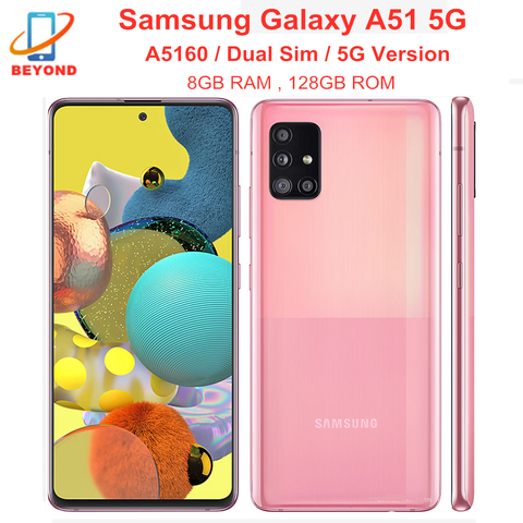 Мобильный телефон Samsung Galaxy A51 5G A5160 с двумя Sim-картами, 8 ГБ ОЗУ, 128 ГБ, Восьмиядерный, 6,5 дюйма, 4 камеры, NFC, Exynos, 4500 мАч ► Фото 1/6