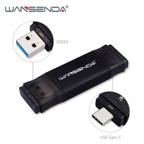 WANSENDA Тип-C USB флеш-накопитель USB 3,0 512 ГБ 256 ГБ 128 Гб 64 ГБ 32 ГБ оперативной памяти, 16 Гб встроенной памяти, флеш-накопитель для Тип-c/ПК внешнее запоминающее устройство переносной флеш-накопитель USB stick ► Фото 1/6