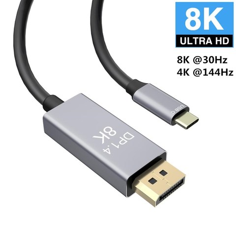 Кабель USB C к DisplayPort версии 1,4, 4K, 144 Гц, USB 3,1, Type C, Thunderbolt 3 к DP, кабель для MacBook 2017, Galaxy S9, Huawei P20 ► Фото 1/6